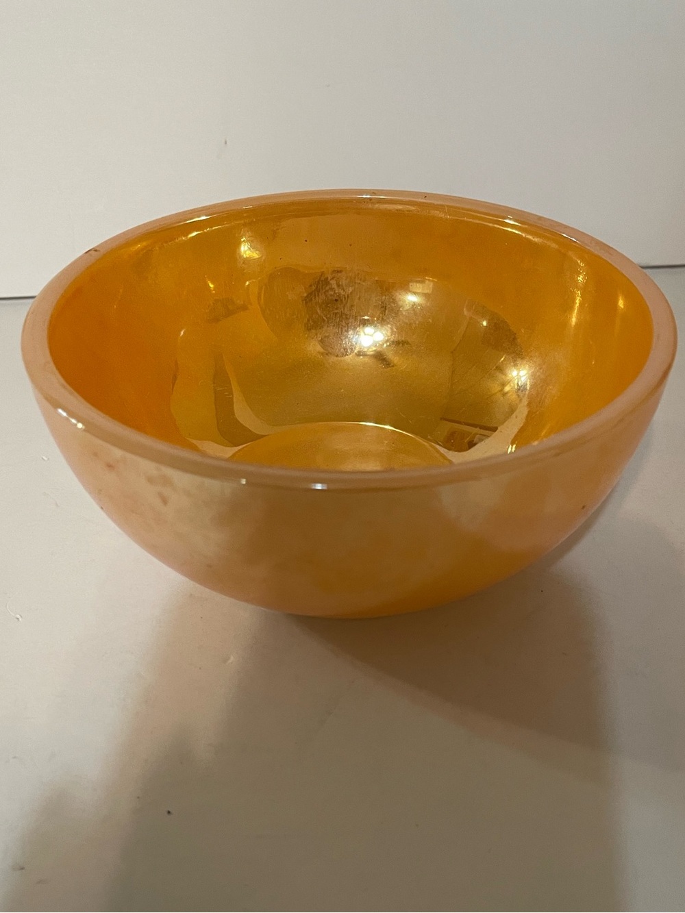 Fire King Lustre Iridescent Amber Glass Serving Bowl